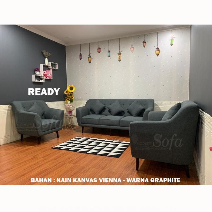 Sofa Ruang Tamu Modesty 321 Seater Retro Daisy + Bantal