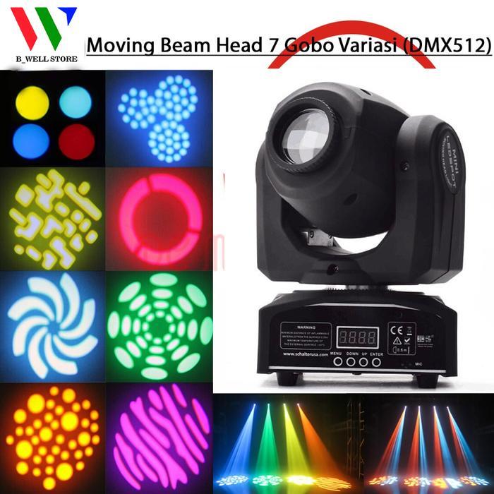 Mini Beam Moving Head Moving Beam Lampu Panggung 7 Gobo Variasi DMX512