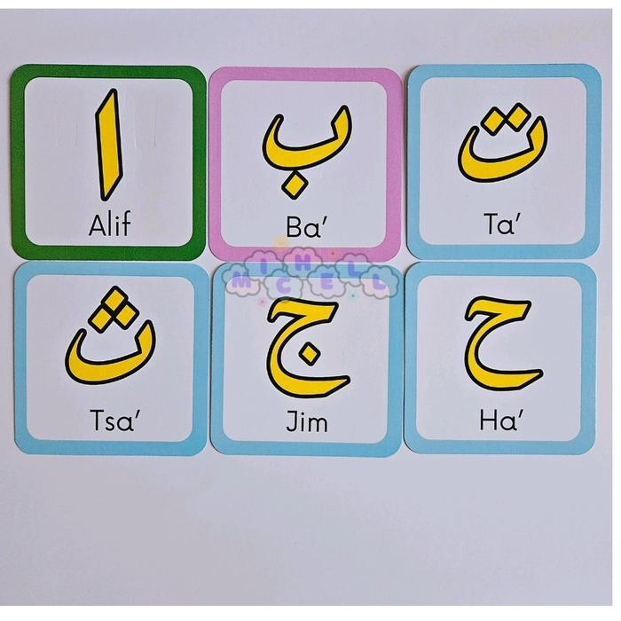 Kartu Flashcard Belajar Membaca Huruf Hijaiyah Anak 46Pcs
