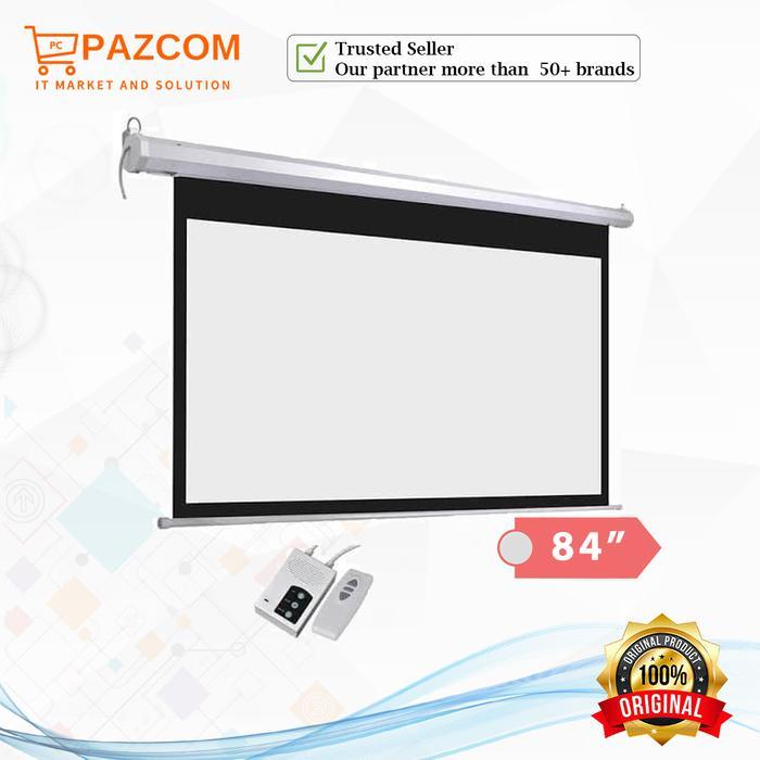 Screen Proyektor Motorized 84"/ layar proyektor otomatis 84"