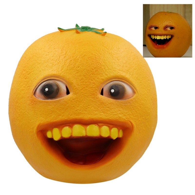 Funny Annoying Orange Latex Mask Cosplay Cute Sand Headgear Prank Full Face Helmet Halloween