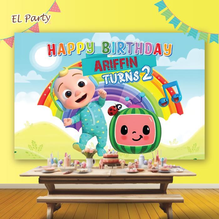 SIAPKIRIM Banner Ulang Tahun COCOMELON Spanduk Ultah Kostum Karakter Background Backdrop Dekor