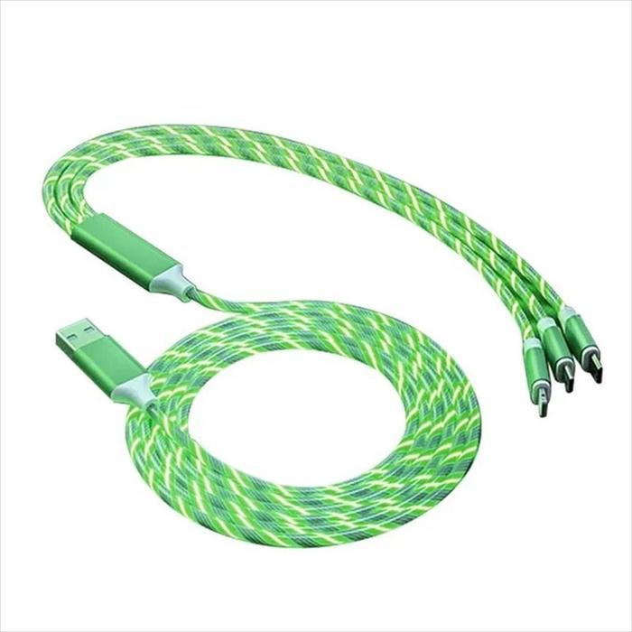 Kabel Charger LED 3IN1 - Kabel Data LED 3IN1 Tipe C Micro Lightning Fast Charging