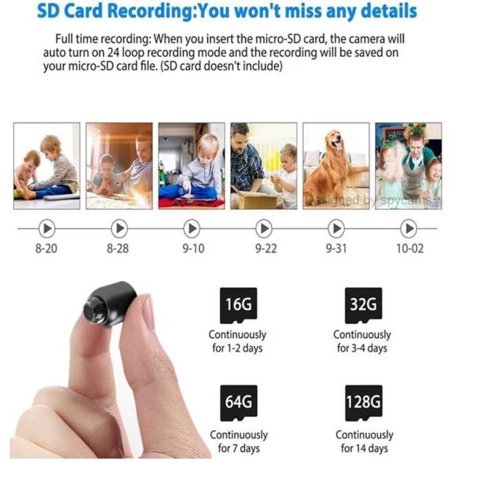 CCTV SUPER MINI 3CM WIFI FULL HD 1080P NIGHT VISION ONLINE APP SENSOR GERAK 360 SUPPORT MICROSD