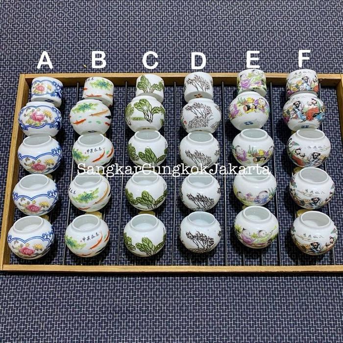 Cepuk Keramik Sangkar Burung Kecil Pleci Sogon set 5pcs