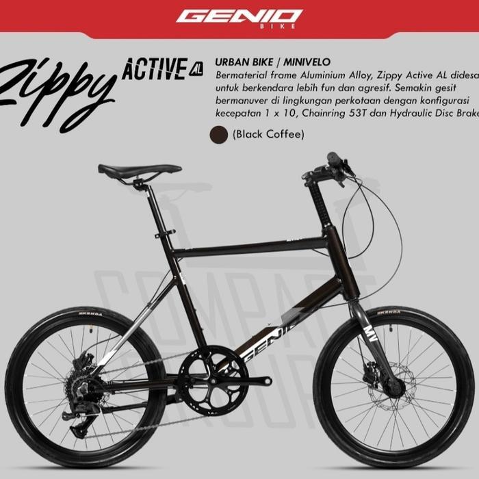 Sepeda Minivelo Genio Zippy Active Al 10 Speed Rem Hidrolik (20 Inch)