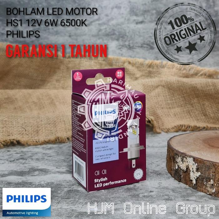 Hemat Bohlam Lampu Depan Motor Led Hs1 H4 12V Kaki 3 Putih Philips Original Terlaris