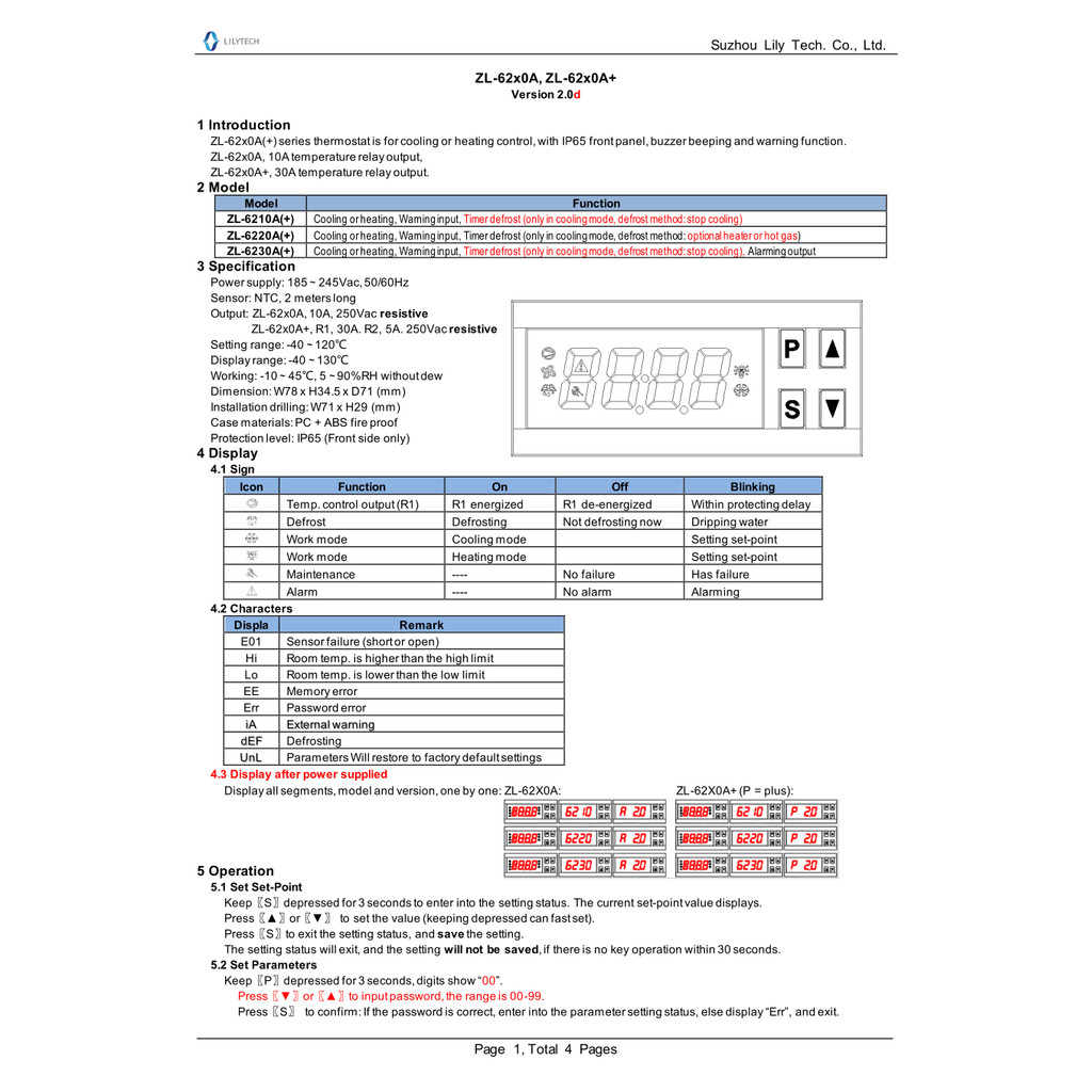 Zl-6210A+, 30A Output, Temperature Controller, Digital Thermostat,