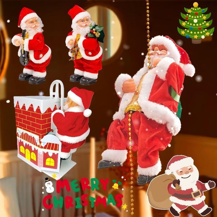 Patung Santa Claus / Santa Claus Panjat Tangga / Natal Dekorasi / Dekorasi Ruangan Meja Natal / Lucu
