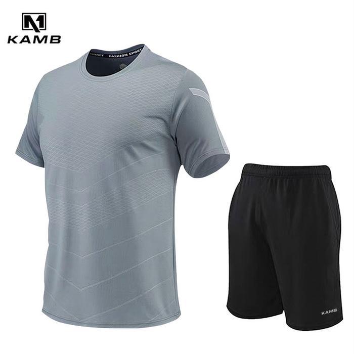 Kamb Set 2 Bagian Kaos Olahraga Pria Lengan Pendek Dry Fit Sport #Gratisongkir