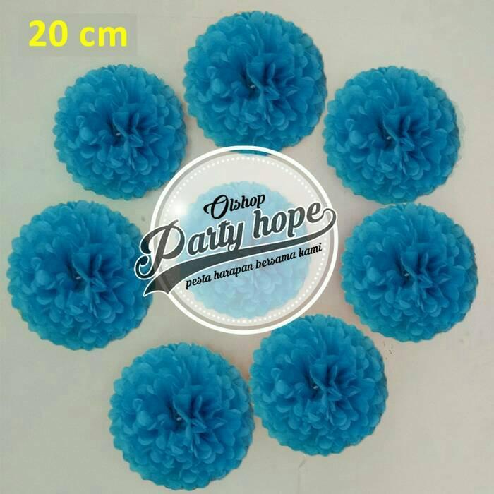 Pompom Kertas Biru Tua / Pompom Kertas 20 Cm / Tissue Paper / Pompom