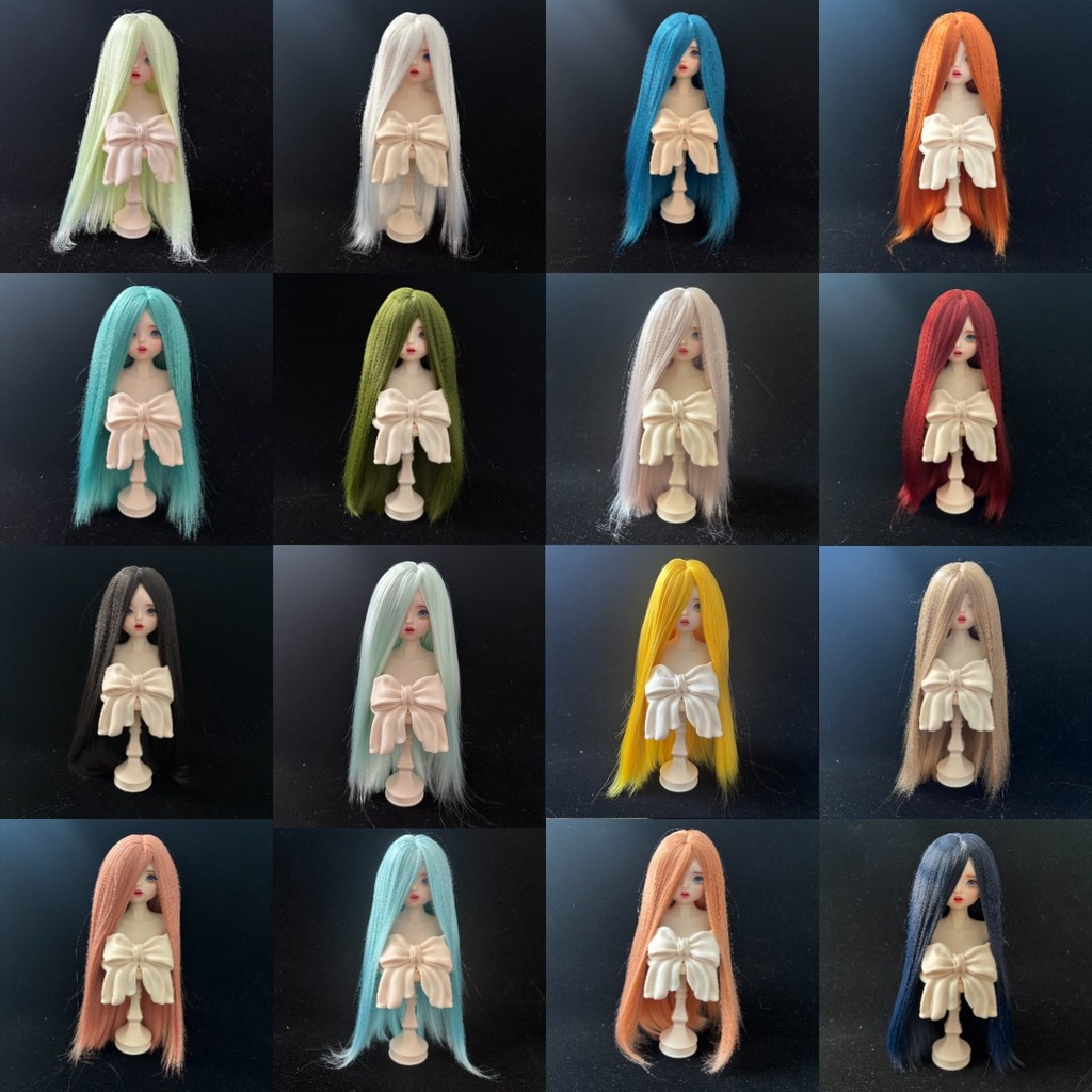 Wig BJD Rambut Panjang Gaya Korea High Temperature Silk Poni Lurus 3/4/6 Size untuk Boneka |91FEPPHW