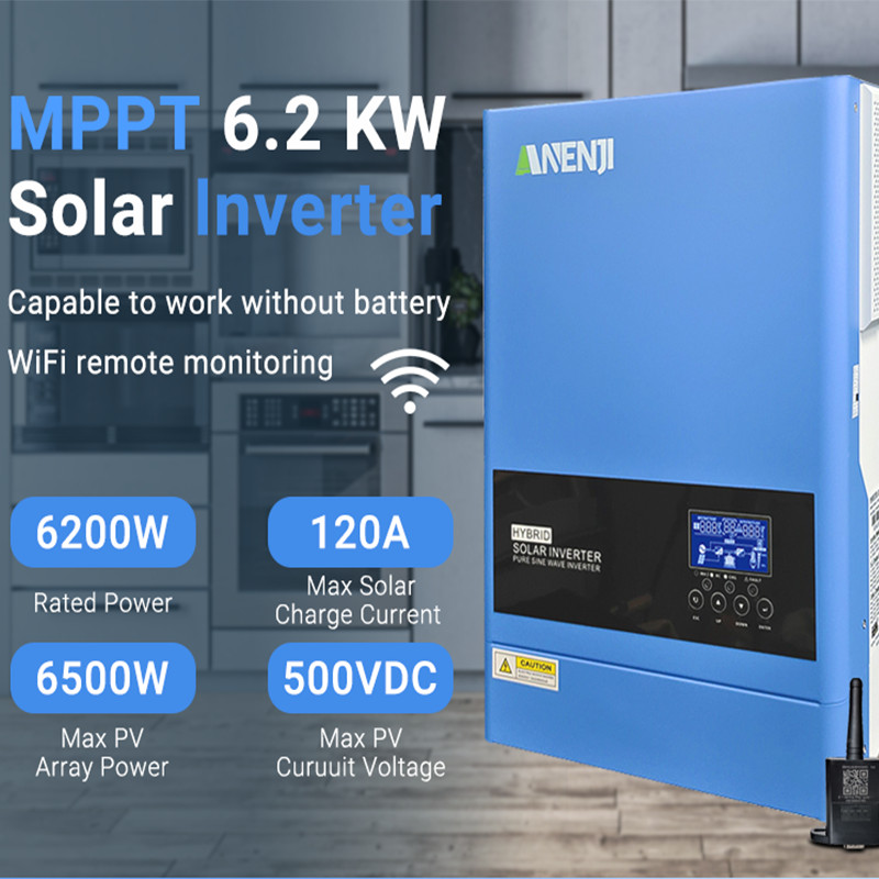 - 2Kw 6.2Kw Hybrid Solar Inverter 12V 48V Pure Sine Wave Inverter Off Grid Photovoltaic Inversor