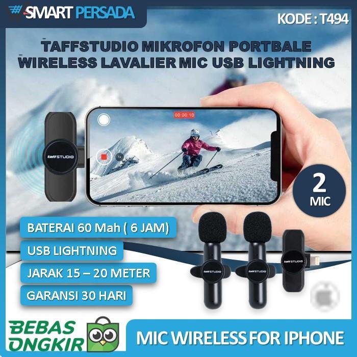Mic Wireless Clip On 2 Microphone Hp Iphone Lightning Vlog Youtuber