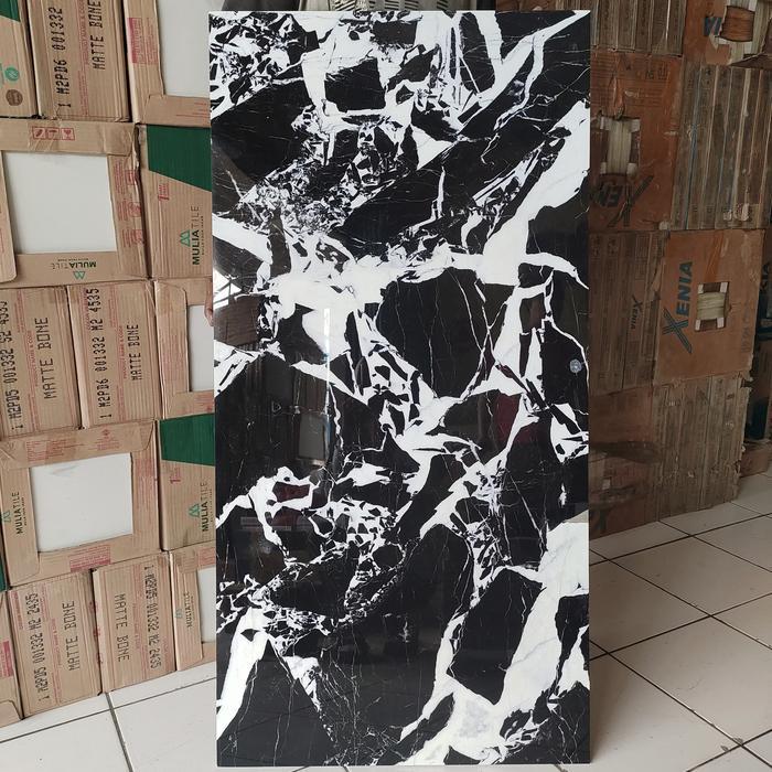 Granit 60x120 hitam marmer (glossy)/ granit hitam marmer/ granit motif