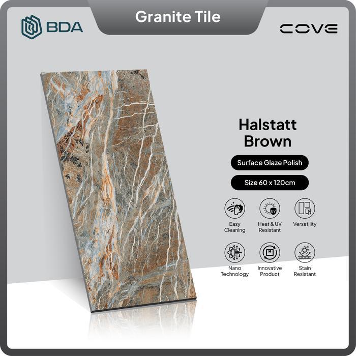 BDA Granite Tile Granit 120X60 Granit 60x120 Keramik Lantai Keramik Dinding Halstatt Brown
