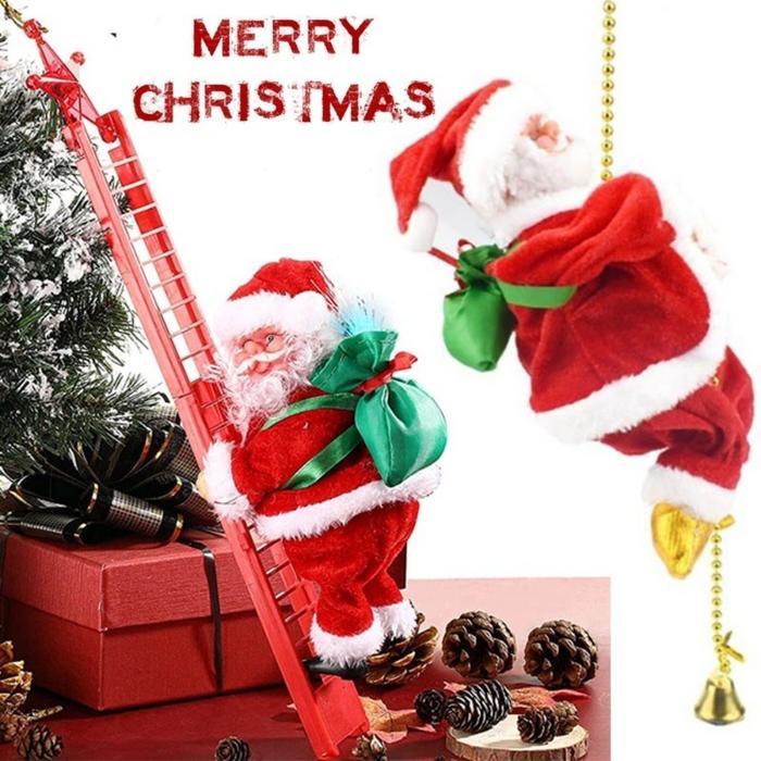 Mainan Santa Claus Naik Tangga Dekorasi Miniatur Santa Santa Claus Yang Memanjat Tali Hadiah Natal