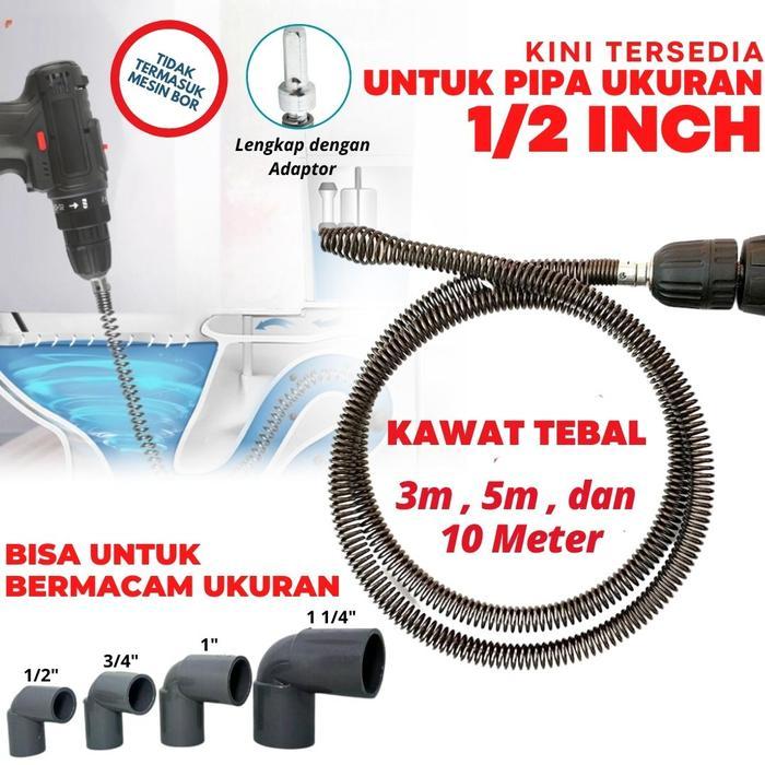 Anti Sumbat Mampet Pembersih Saluran Wc Kawat Dengan Adaptor Bor