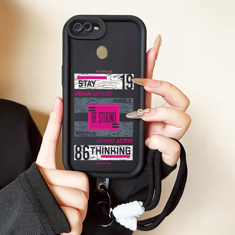 Casing Hp untuk OPPO A7 A5s A12 A12s A11K Case Casing HP Softcase Ponsel Soft Shell dengan Tali Sili