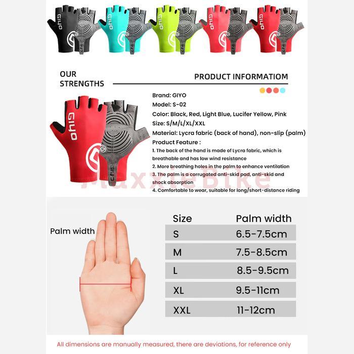 5y4j- Giyo S02 Sarung Tangan Sepeda Bike Glove Half Finger Cycling Padding Gel Gloves