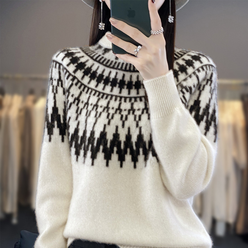2025 new cashmere sweater Autumn and winter women's knitwear women's thick cashmere sweater warm
