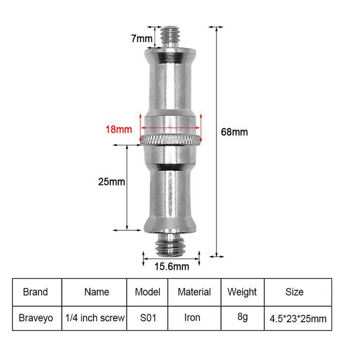 dmx7u- Spigot Lightstand Screw Adapter 1/4 Ke 3/8 Spigot Light Stand Female