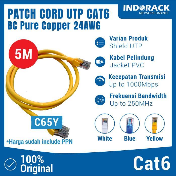LINER- C65Y - Patch Cord 5M Utp Cat 6 Kabel Lan Ethernet Rj45 Kuning Indorack