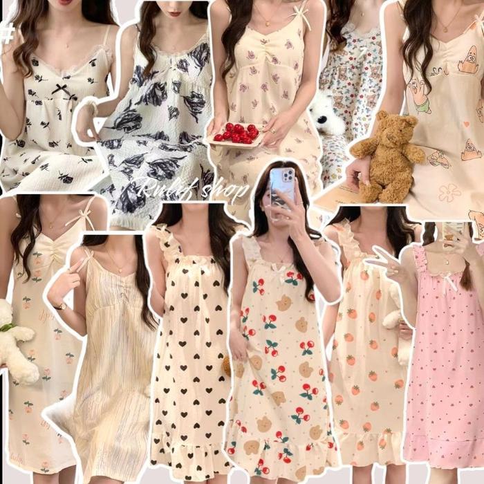 [Voucher] Baju Tidur Daster Wanita Dewasa Import RULIF Model Rumbai Plus Cup Bra Busa - Fit, Kaos