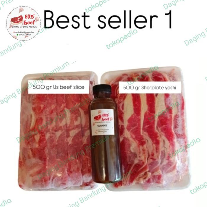 BEST SELLER 1- daging slice MIX + sauce , BBQ YAKINIKU sukiyaki