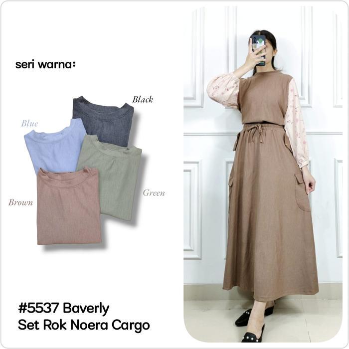 gishamode CLARKE set rok Noera Cargo bahan katun Baverly Lengan panjang Polos