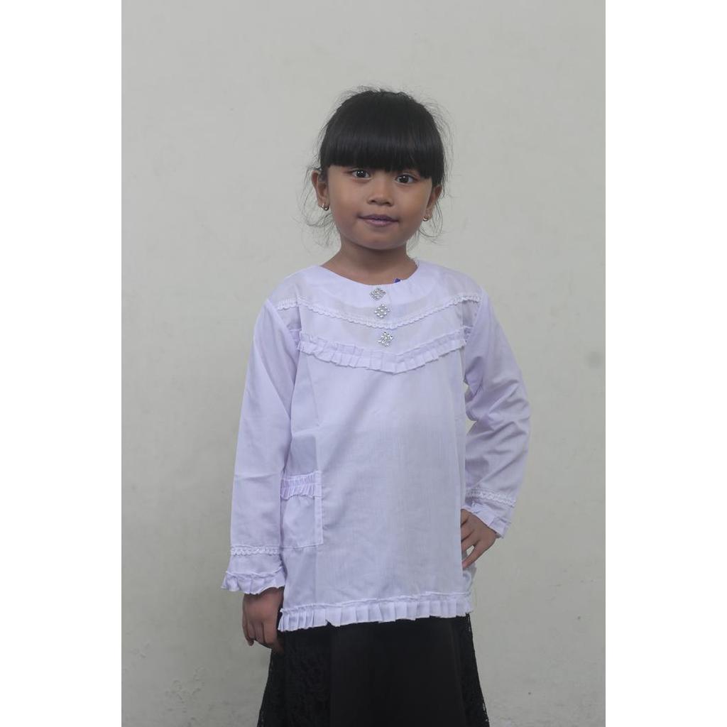 New- seragam sekolah cewek baju atasan muslim blus TPQ putih bahan kain ero