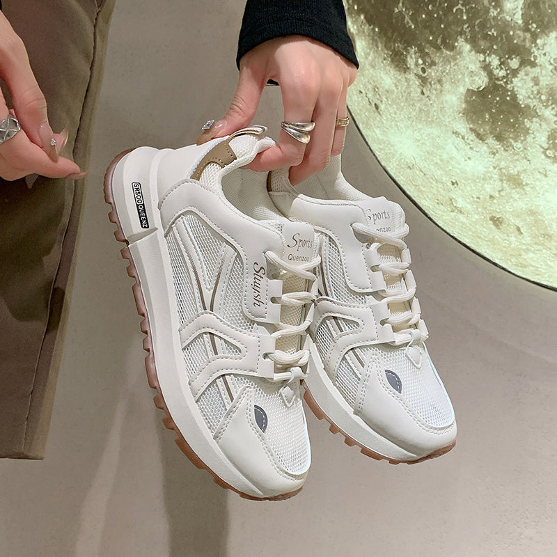 Sepatu Sneakers Wanita Mesh Ringan dan Nyaman, Sol Lempuk untuk Berdiri Lama, Sepatu Kerja, Tali Sil