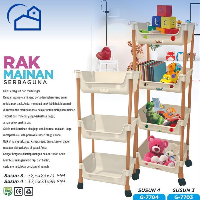 HOMESTATION - Rak Serbaguna Rak Mainan Anak 3 Susun dan 4 Susun Roda Rak Serbaguna Plastik
