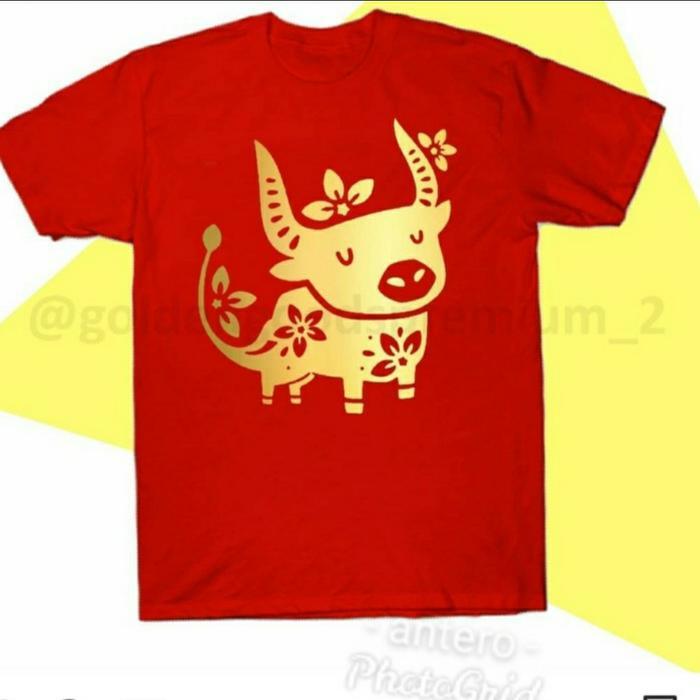 ASLI Kaos Imlek 2021 -Baju Imlek Shio Kerbau Gold 2021 - Tshirt Imlek 2021 READY STOCK