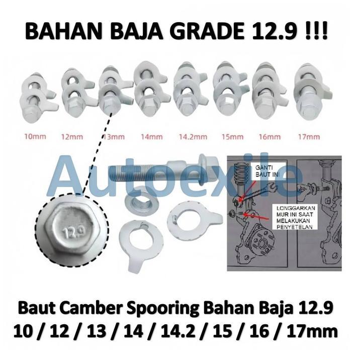 ASLI Baut Mur Chamber Baja Grade 12.9 Align Spong Mobil 10 12 13 14 14.2 15 16 17 mm Dengan Cincin