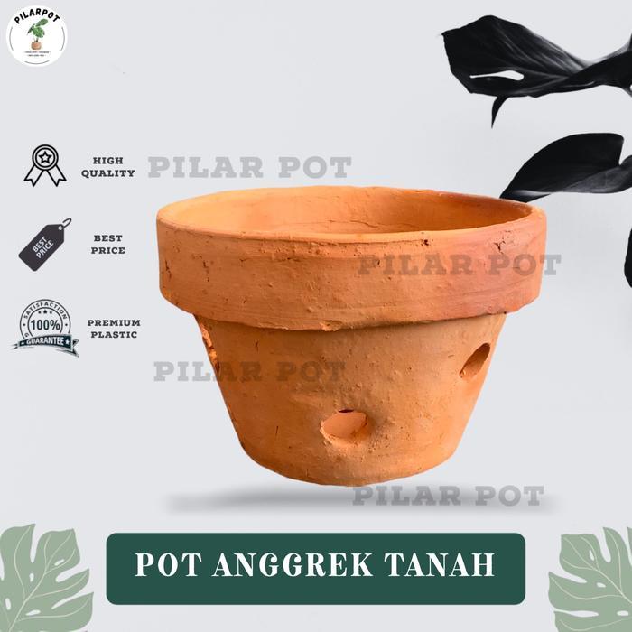 pot bunga tanaman anggrek tanah liat terracotta - POT ANGGREK TANAH