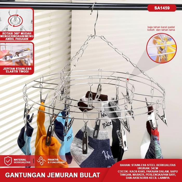 Gantungan Baju Lipat Multifungsi 360/Hanger Besi Lapis Plastik/Gantungan Jemuran Dengan Jepitan