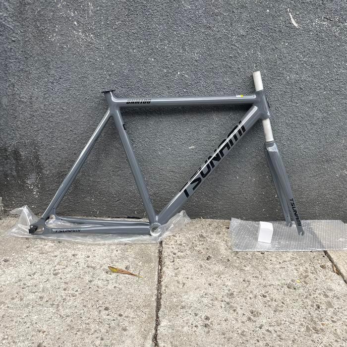 Frame Tsunami Frame Sepeda Fixie Alumunium Alloy Frame Fork Grey