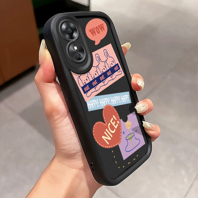 Casing Hp OPPO A17 OPPO A17K Case Casing Label kreatif pola Kasus HP Tangga Langit Mewah Silikon Sof