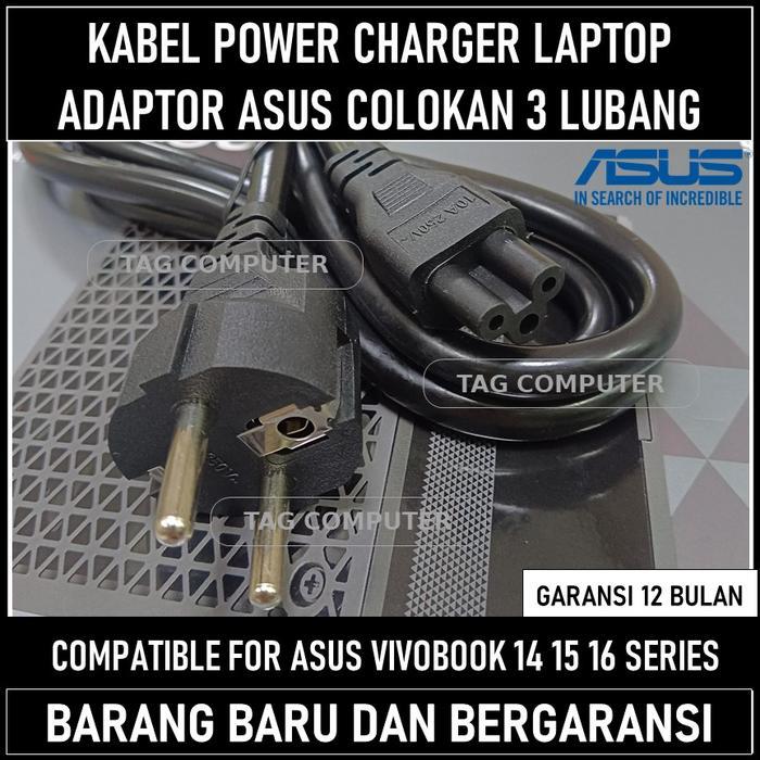 Kabel Power Charger Laptop Adaptor Asus Vivobook 14 15 16 Colokan 3 Lubang Ready