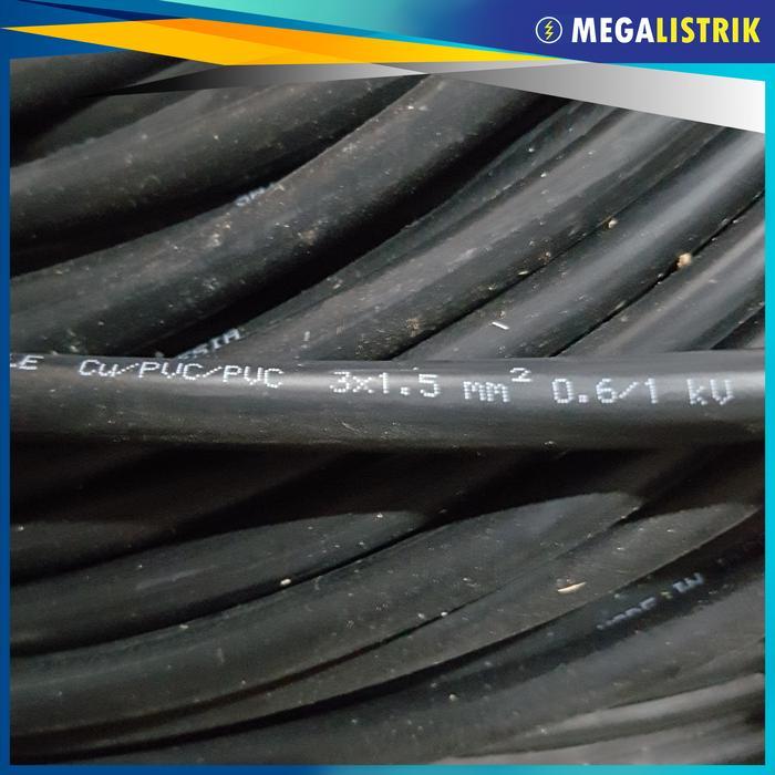 Supreme NYY 3x1.5 mm Meteran / Kabel Listrik Hitam Kawat Tembaga 3 x 1.5 MM Ecer Per Meter
