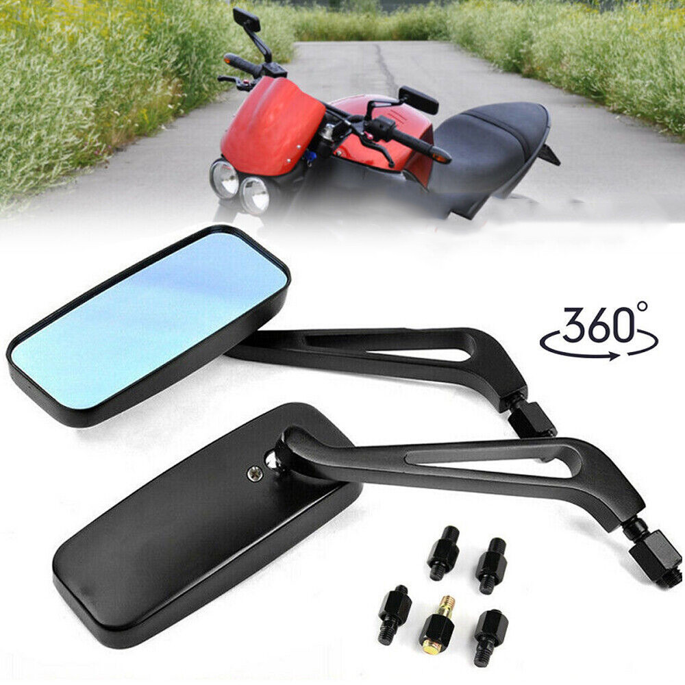 Universal Side Mirror Mobike Accessories Motorcycle Handlebar Rear View Mirrors Rectangle Black