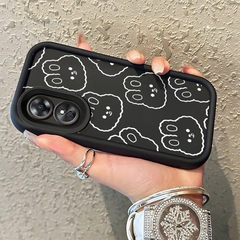 Casing Hp OPPO A17 OPPO A17K Case Casing Lukisan kelinci pola Kasus HP Tangga Langit Mewah Silikon S