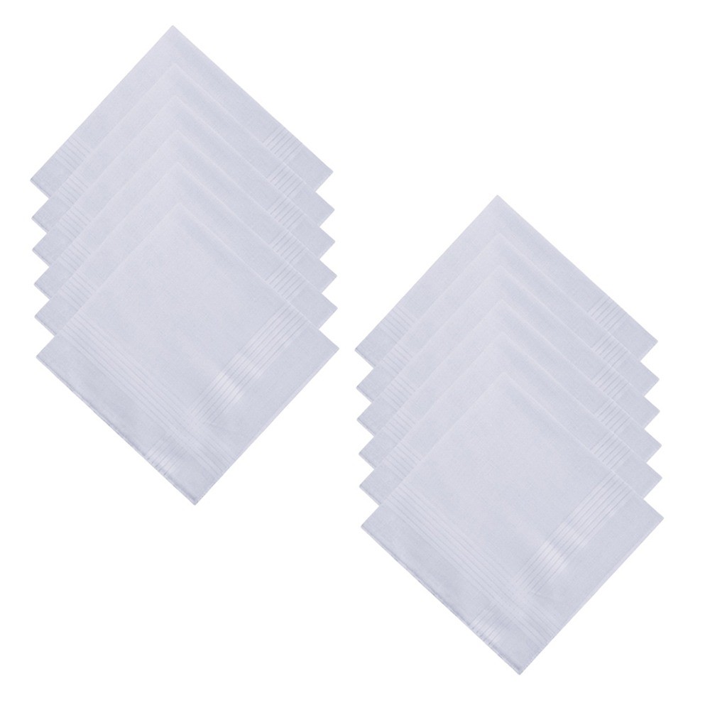 12Pcs/Set Soft Pocket Handkerchief Sweat Absorbent 40x40cm Pocket Plaid Square Towel Striped Pattern