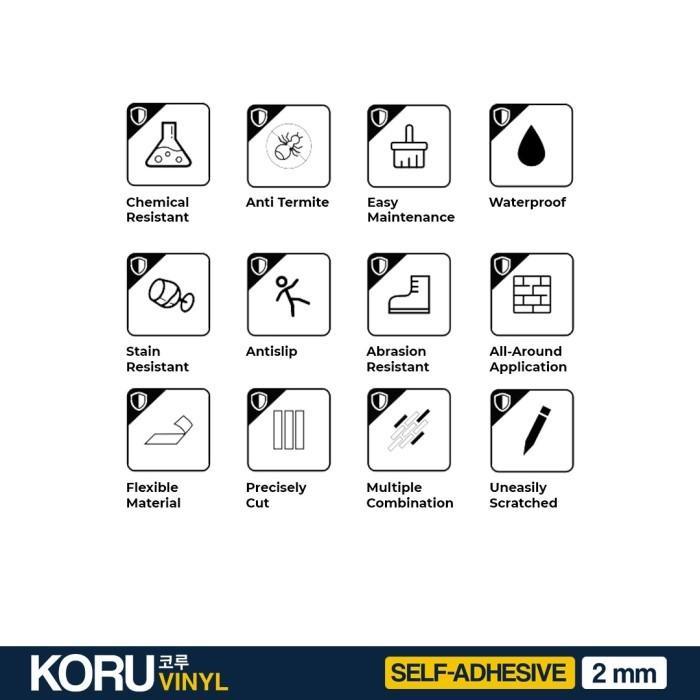 Koru Lantai Vinyl Sticker Premium Motif Kayu Korea Parket Stiker (Dus)