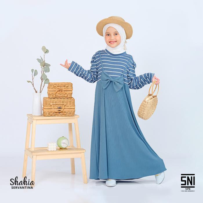 ASLI Shahia Servantina - Shafi Dress Gamis Anak Perempuan Baju Muslim Panjang Rayon Salur Cewek