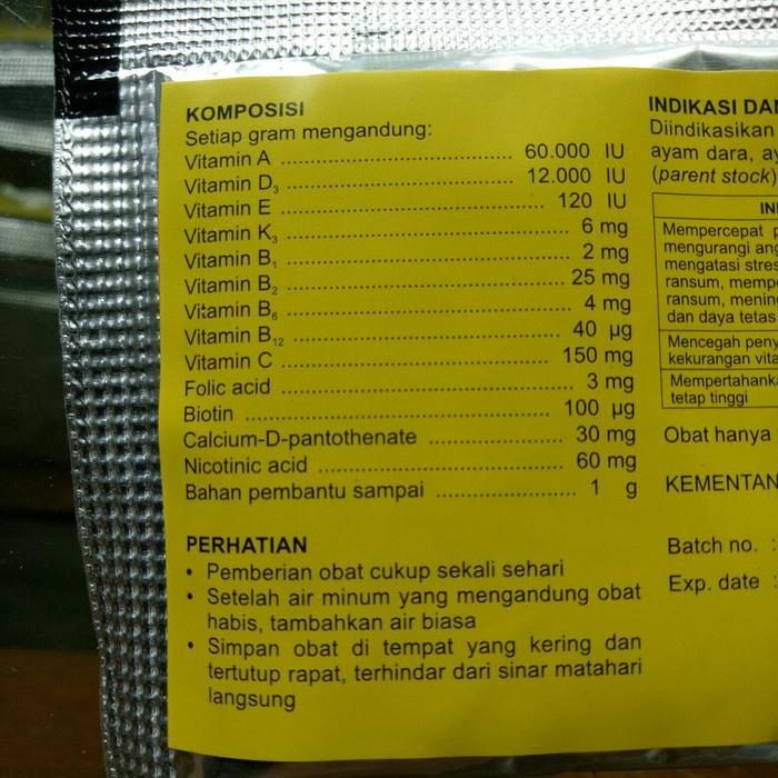 FORTEVIT 10GR - MULTIVITAMIN DOSIS TINGGI UNTUK UNGGAS DAN BURUNG KESAYANGAN
