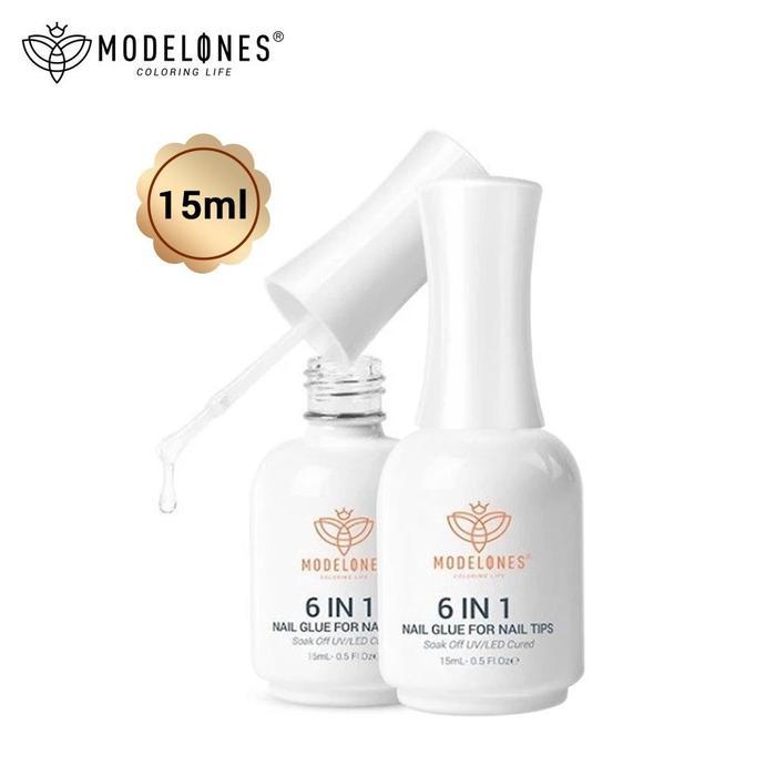 Terlaris Modelones 6 in 1 Nail Glue for Nail Tips Base Coat Top Coat Penguat Kuku Extension Nail