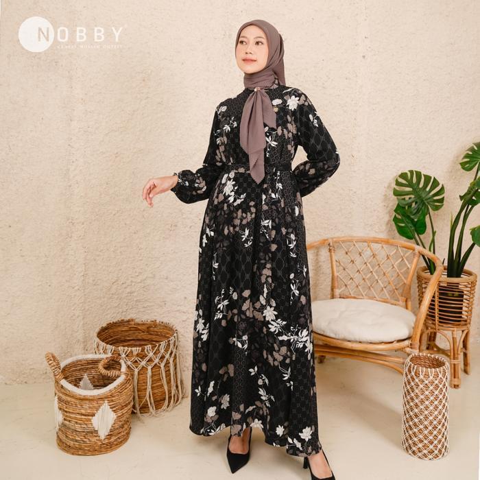 MUSLIFIX- Nobby Heera Dress Gamis Wanita Muslim Bahan Woolpeach Premium Busui Friendly Wudhu