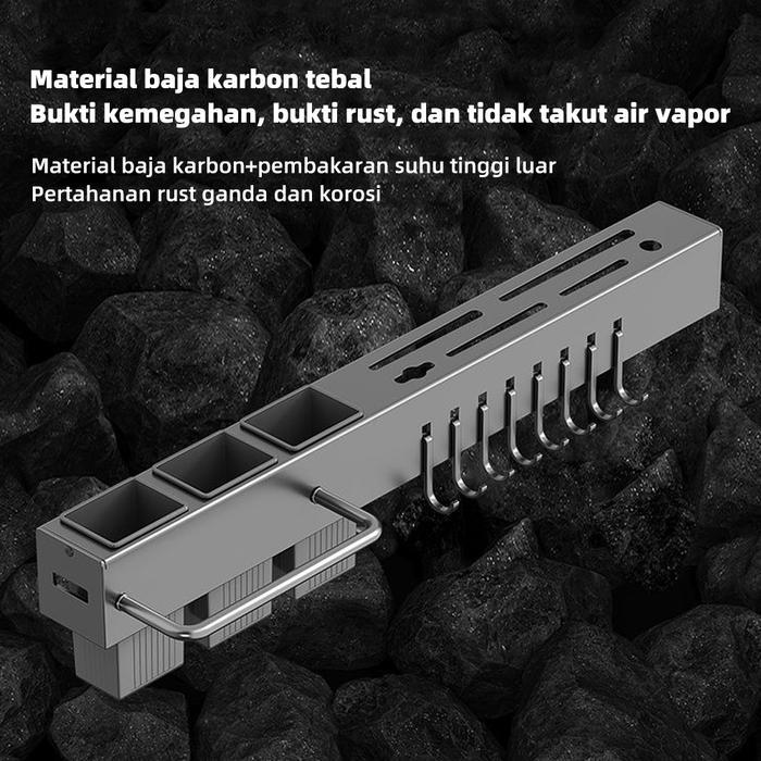 BERKUALITAS Rak pisau dinding Dapur Stainless Steel Rak Tempel Tanpa Bor Tempat Taruh Sendok Garpu